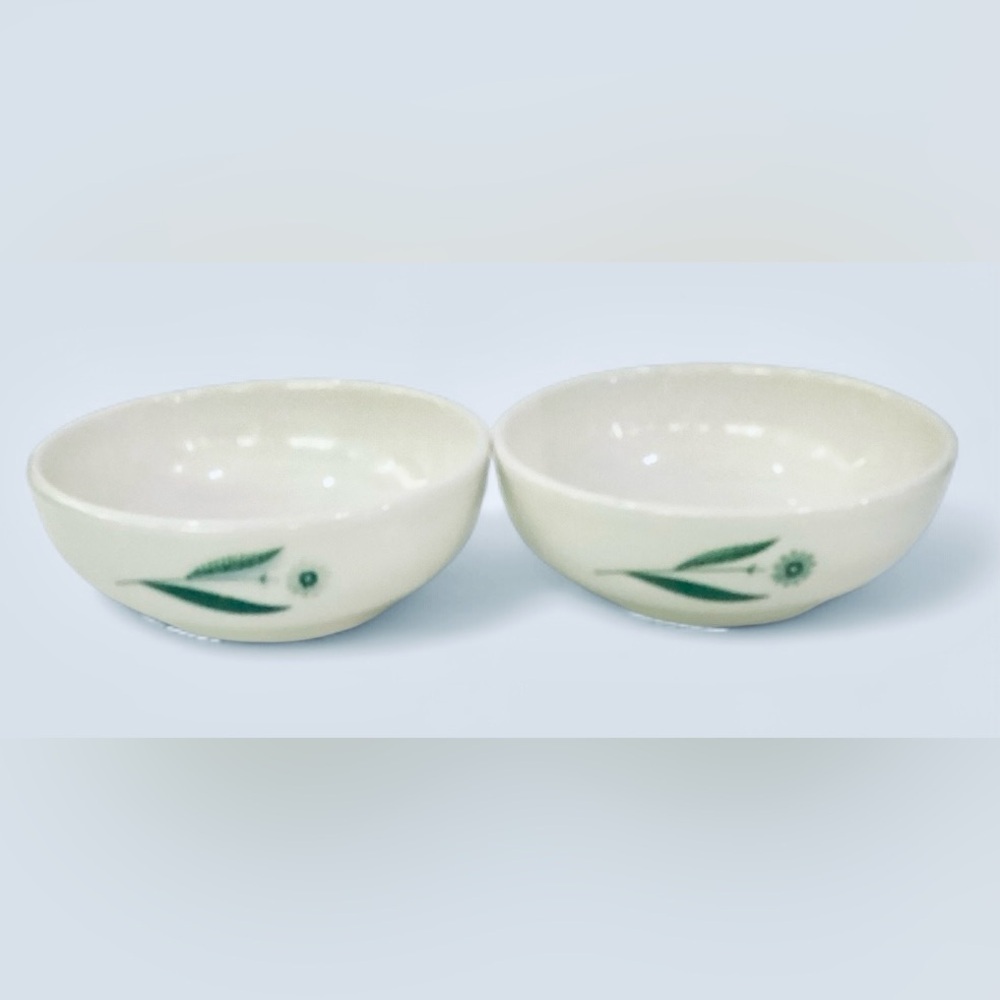 Vintage Homer Laughlin Green Fields Dessert Berry Bowls USA Set Of 2